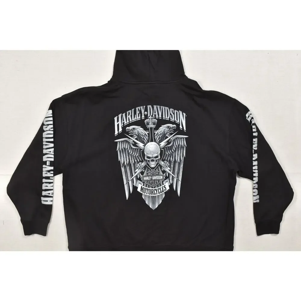 Harley-Davidson Hoodie Men 3XL Black Oconomowoc WI Graphic Sweater Bravado NEW